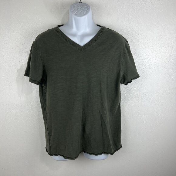 Helix Shirt Men Large Green Short Sleeve Solid Cotton Tee - Picture 11 of 11